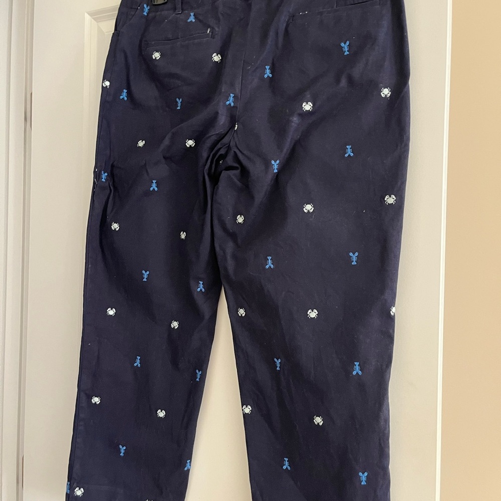 Talbots Navy Chino Pants with Blue and White Embroidery and matching Cardigan - Picture 4 of 9
